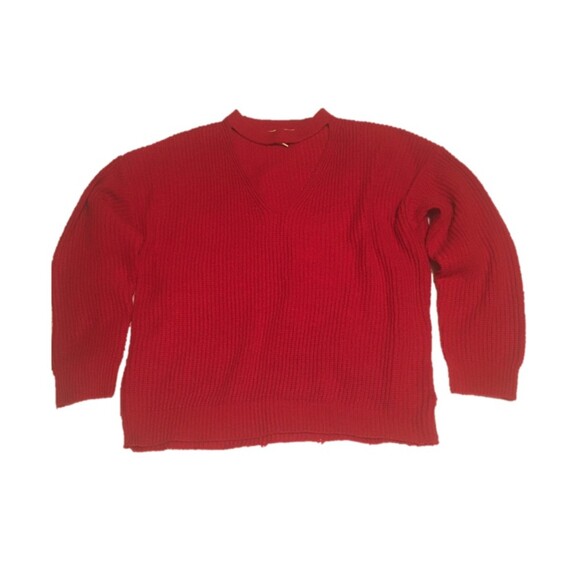 🎯3 for $30🎯 Marci sweater XL red keyhole ribbed knit oversized Siren Grunge - Picture 2 of 7